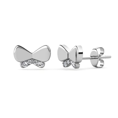 Pendientes de lazo de mariposa - Plata y cristal