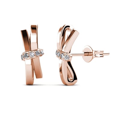 Pendientes de lazo luminoso - Oro rosa y cristal
