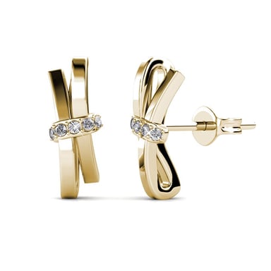 Pendientes de lazo luminoso - Oro y cristal