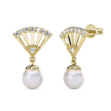 Pendientes de Perla Ingride - Oro y Cristal