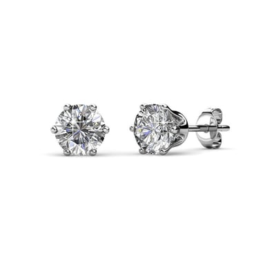 Pendientes Solitaire M - Plata y Cristal