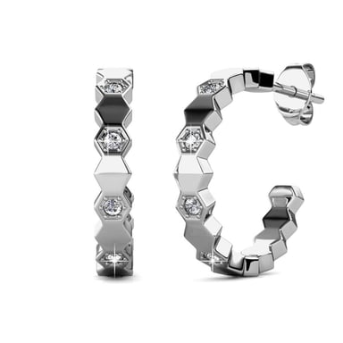 Pendientes Curvos - Plata y Cristal