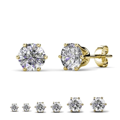 Pendientes Solitaire M - Oro y Cristal