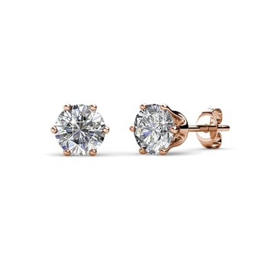 Pendientes Solitaire M - Oro rosa y cristal