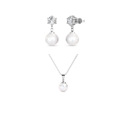 Conjuntos de perlas Pauline Full Moon: plata y cristal