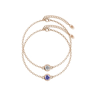 Pulseras con piedras de nacimiento: oro rosa, cristal y morado