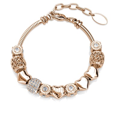 Pulseras con dijes radiantes: oro rosa y cristal