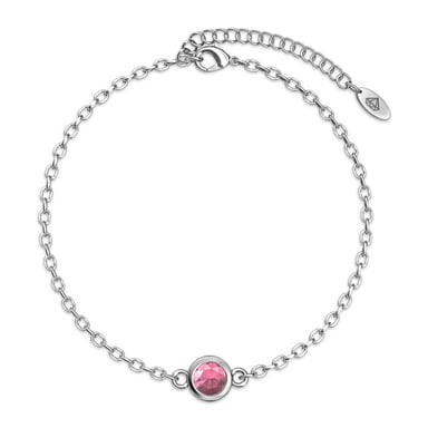 Pulseras con piedras de nacimiento: plata y rosa