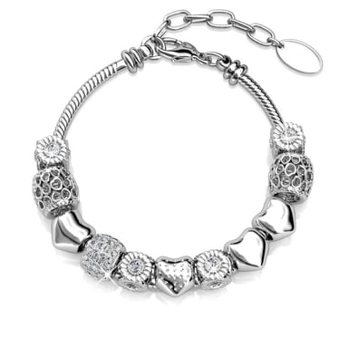 Pulseras con dijes radiantes: plata y cristal