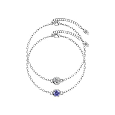 Pulseras con piedras de nacimiento: plata, cristal y morado