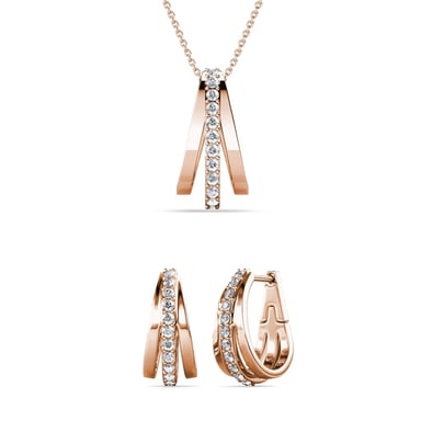 Conjuntos de aros Aurielle: oro rosa y cristal