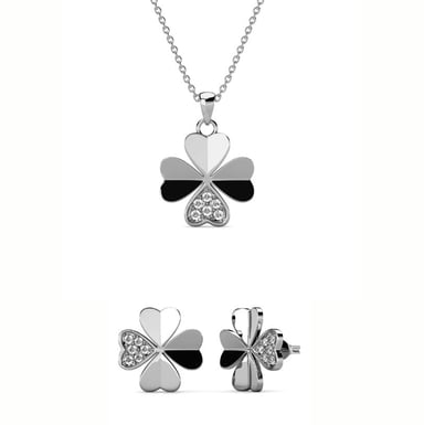 Conjuntos de pétalos de trébol: plata y cristal