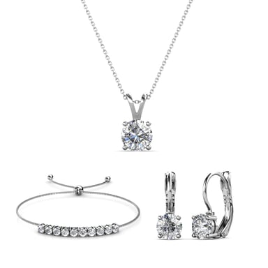 Conjuntos Mia Round Vernice - Plata y Cristal