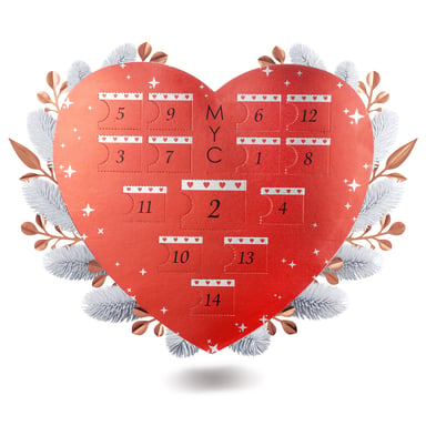 Calendario de Adviento Corazón Sorpresa - 14 Joyas - Oro Rosa y Cristal