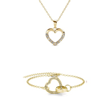 Conjuntos de collares con corazones cerrados: oro y cristal