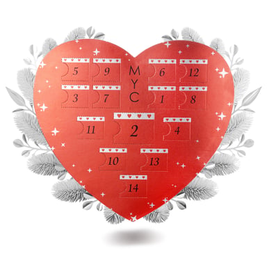 Calendario de Adviento Corazón Sorpresa - 14 Joyas - Plata y Cristal