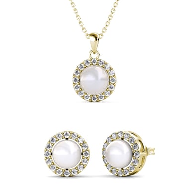 Conjuntos de perlas circulares: oro y cristal