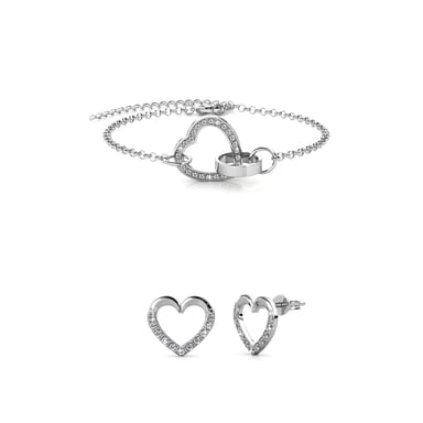 Conjuntos Lovett con corazones cerrados: plata y cristal