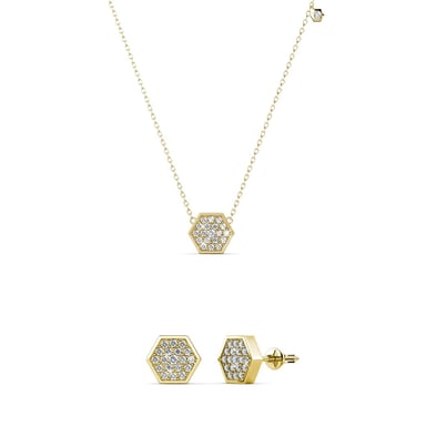 Conjuntos hexagonales: oro y cristal