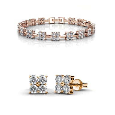 Conjuntos Sweet Square: oro rosa y cristal
