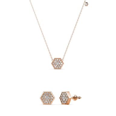 Conjuntos hexagonales: oro rosa y cristal