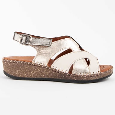 Purapiel Sandalia De Cuña Leida Beige