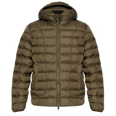 Diesel Chaqueta acolchada con capucha lisa verde caqui