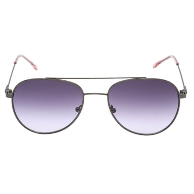 Gafas de sol plateadas oscuras con lentes degradados morados de Calvin Klein