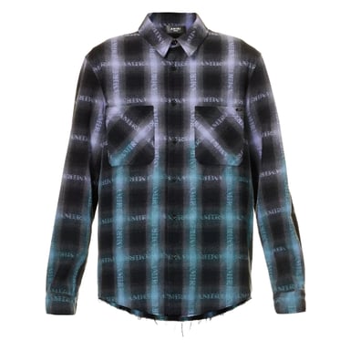 Camisa morada a cuadros de manga larga Amiri