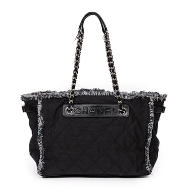 Horizontal Tweed Fringe Chain Tote Bolso bandolera