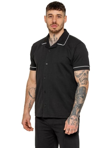 Enzo | Camisa de Manga Corta con Detalle de Piping para Hombre