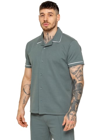 Enzo | Camisa de Manga Corta con Detalles en Piping para Hombre