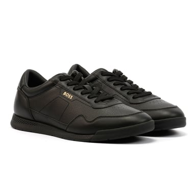 Boss Titanium Leather Men's Black Trainers