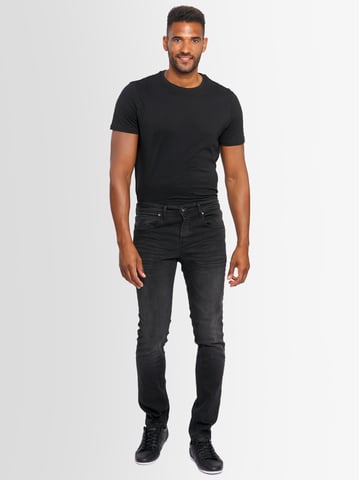 A. Salvarini Vaqueros de Hombre Slim Fit Elástico 5 Bolsillos – Negro Envejecido