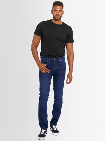 A. Salvarini Vaqueros de Hombre Slim Fit Elástico 5 Bolsillos – Azul Oscuro