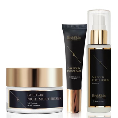 Serum Elixir Antiarrugas 24k + HIDRATANTE DE NOCHE ANTIARRUGAS 24K ORO + CREMA CONTORNO DE OJOS 24K ORO