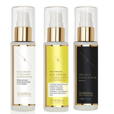Serum Elixir Veneno de Abeja + Miel de Manuka 60ml + Serum Ácido Hialurónico y Colágeno - 60ml + SERUM ELIXIR ANTIARRUGAS ORO 24K - 60ml