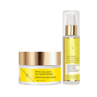 Serum Elixir Veneno de Abeja + Miel de Manuka 60ml + CREMA DE DÍA CON COLÁGENO SPF50 50ML