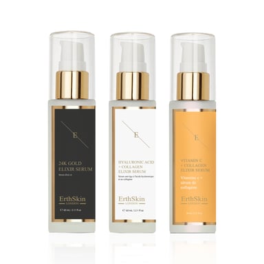 Serum Elixir Vitamina C + Colágeno 60ml + Serum Ácido Hialurónico y Colágeno - 60ml + Serum Elixir Antiarrugas Oro 24k - 60ml