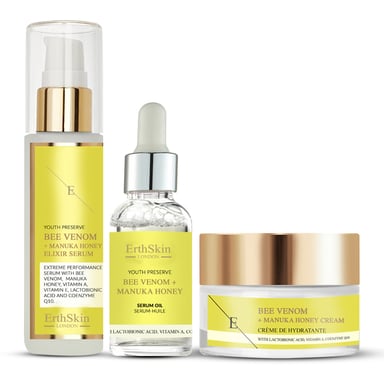 Crema Veneno de Abeja + Miel de Manuka 50ml + Suero Elixir Veneno de Abeja + Miel de Manuka 60ml + Aceite Suero Veneno de Abeja + Miel de Manuka 30ml
