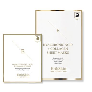 Mascarilla Ácido Hialurónico y Colágeno - 3 hojas + Doble Colágeno + Almohadillas Hidrogel Rosa 5 X 2