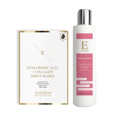 Loción Corporal Ácido Hialurónico + Colágeno 250ml + Mascarilla Ácido Hialurónico y Colágeno - 3 hojas
