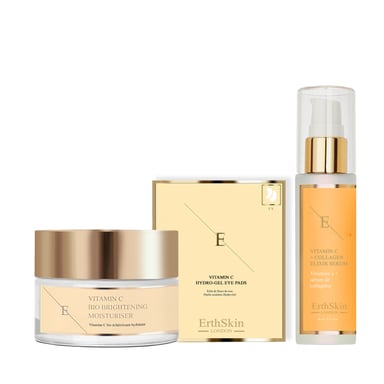 VITAMINA C + COLÁGENO ELIXIR SÉRUM 60ML + Vitamina C Bio Iluminadora Hidratante 50ml + Vitamina C Hidrogel Contorno de Ojos x 5