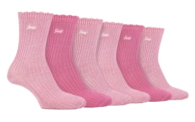 Pack de 6 calcetines de bambú para mujer con la parte superior festoneada