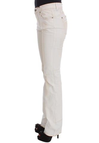 Jeans Bootcut Ajustados de Algodón Blanco para Mujer de Costume National
