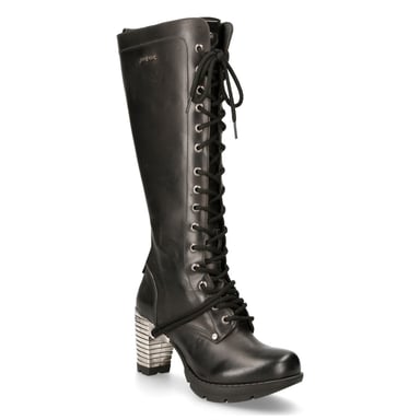Botas góticas negras de tacón alto hasta la rodilla para mujer New Rock M-TR005-S1