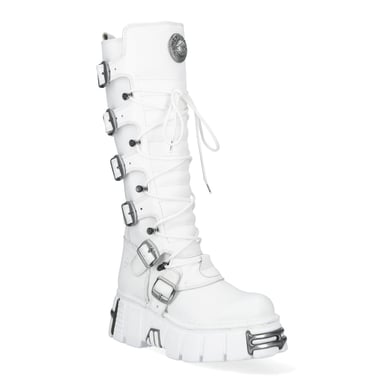 Botas góticas de cuero blanco hasta la rodilla New Rock M-272-C69