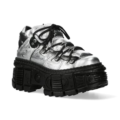 Botines urbanos góticos de cuero azul plateado New Rock M-WALL106N-C16
