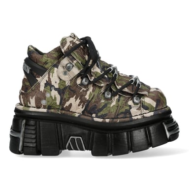 Botines góticos metalizados de cuero con camuflaje M-106-C169 de New Rock