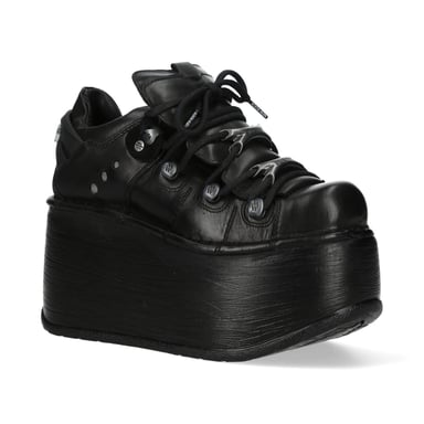 Botines góticos de plataforma gruesa de cuero negro M-120N-C96 de New Rock